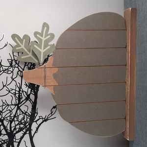 Pumpkin Wood Slat Gray Green Shelf Mantle Sitter Fall Harvest Mantel Decoration